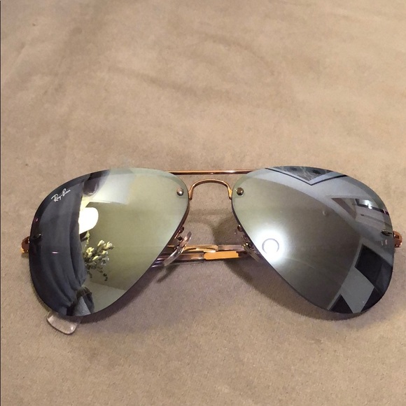 ray ban rose gold mirrored rimless aviator ray ban rose gold mirrored rimless aviator